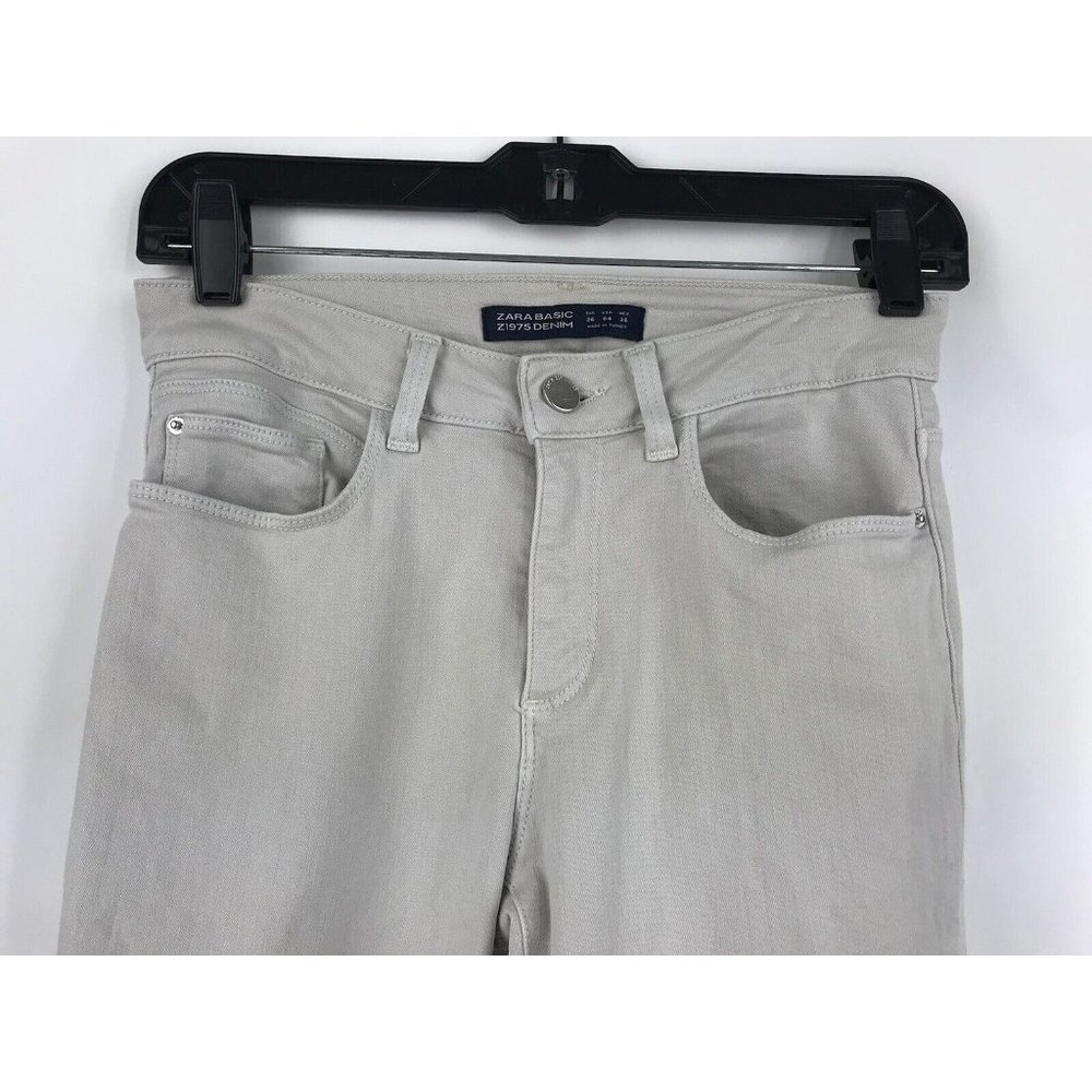 Zara Denim Jeans Womens‎ Size 4 Beige Skinny Stretch - Picture 2 of 6